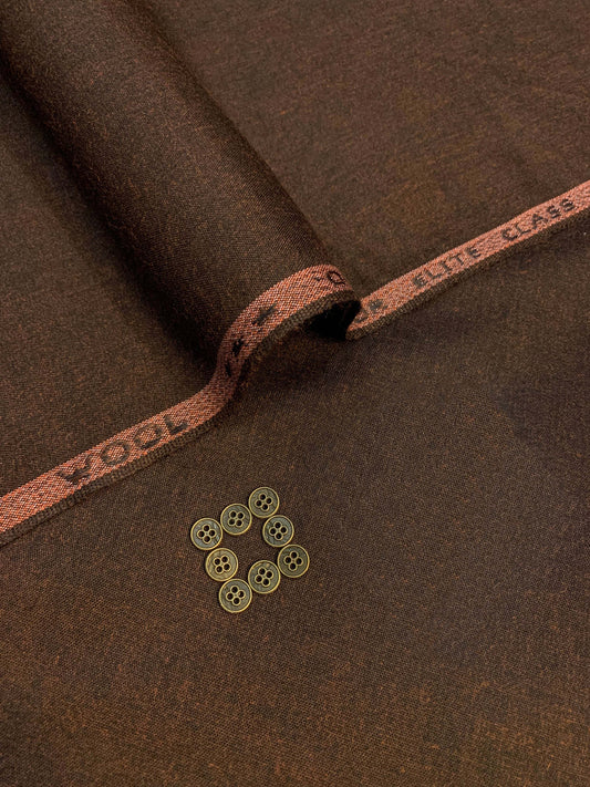 Youthbridge Shogran Wool – Reddish Brown | Premium Winter Suiting Fabric